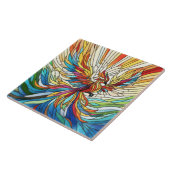 Phoenix Rising - kleurrijke mozaïekkunst Tegeltje (Zijkant)