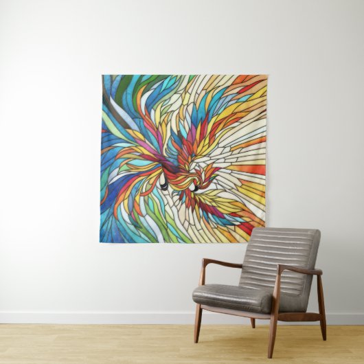 Phoenix Rising - kleurrijke mozaïekkunst Wandkleed (In Situ (horizontaal))