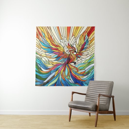 Phoenix Rising - kleurrijke mozaïekkunst Wandkleed (In situ)