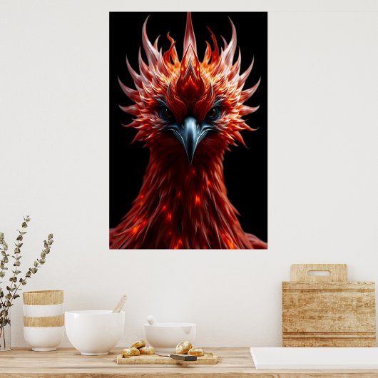 🔥 Phoenix Rising - Majestic Fire Bird Fantasy Art Poster (Keuken)