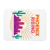 Phoenix Rising Neon City – Retro Synthwave Woestij Magneet (Horizontaal)