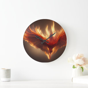 Phoenix Rising Ondersteuning Inspirerende Sterkte Grote Klok