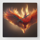 Phoenix Rising Ondersteuning Inspirerende Sterkte  Vierkante Klok (Voorkant)