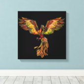 Phoenix Rising - op zwart Canvas Afdruk (Insitu (Houten vloer))