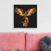 Phoenix Rising - op zwart Canvas Afdruk (Insitu (Woonkamer))