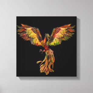 Phoenix Rising - op zwart Canvas Afdruk