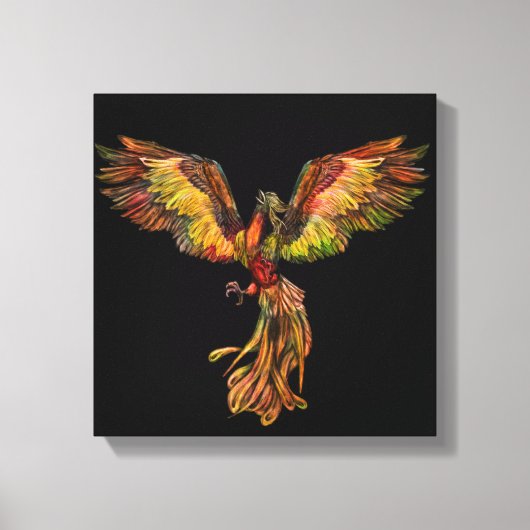 Phoenix Rising - op zwart Canvas Afdruk (Voorkant)