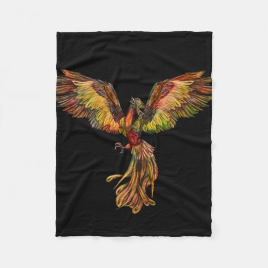 Phoenix Rising - op zwart Fleece Deken (Voorkant)