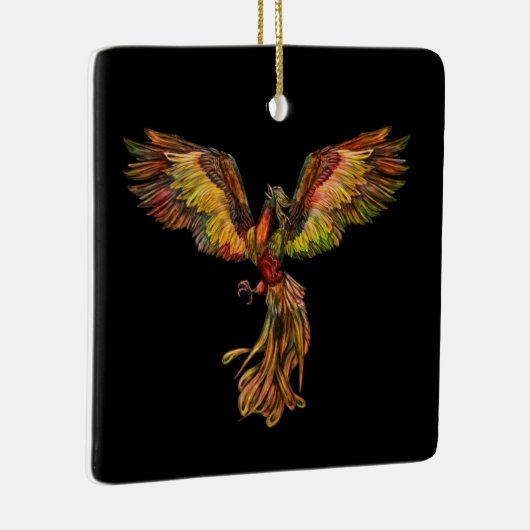 Phoenix Rising - op zwart Keramisch Ornament (Rechts)