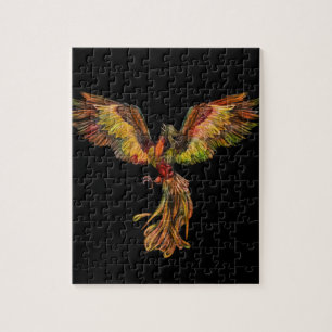 Phoenix Rising - op zwart Legpuzzel