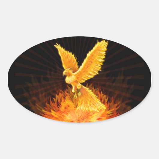 Phoenix Rising Ovale Sticker (Voorkant)