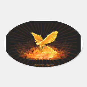 Phoenix Rising Ovale Sticker