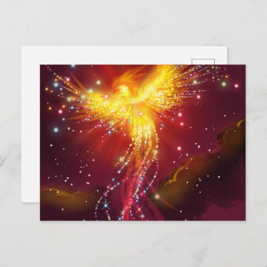 Phoenix Rising (paars) Briefkaart (Voorkant / Achterkant)