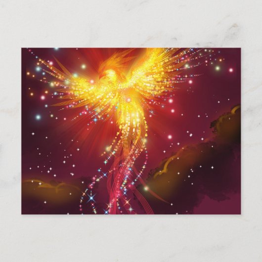 Phoenix Rising (paars) Briefkaart (Voorkant)