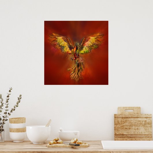 Phoenix Rising - rode hemel Poster (Keuken)