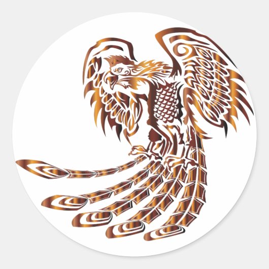 Phoenix Rising Ronde Sticker (Voorkant)