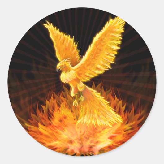 Phoenix Rising Ronde Sticker (Voorkant)