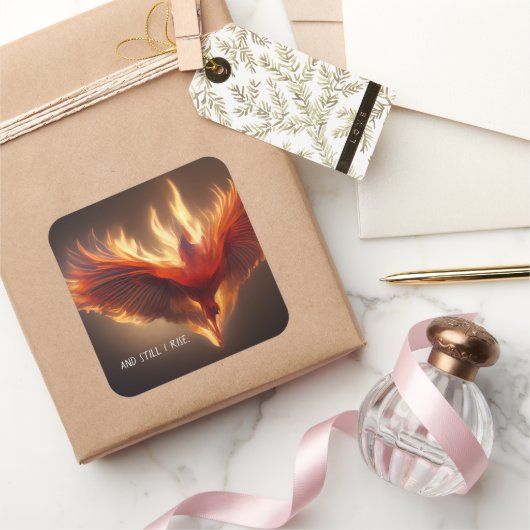 Phoenix Rising Support Inspirerende kracht Vierkante Sticker (Geschenken)