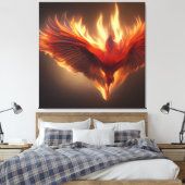 Phoenix Rising Support Inspirerende Sterkte Kaart Canvas Afdruk (Insitu (Slaapkamer))