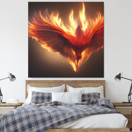 Phoenix Rising Support Inspirerende Sterkte Kaart Canvas Afdruk (Insitu (Slaapkamer))