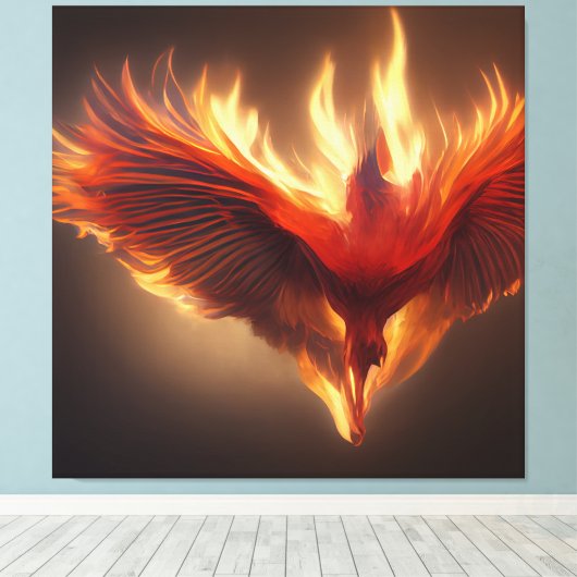 Phoenix Rising Support Inspirerende Sterkte Kaart Canvas Afdruk (Insitu (Houten vloer))