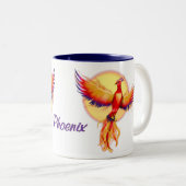 Phoenix Rising Tweekleurige Koffiemok (Voorkant rechts)