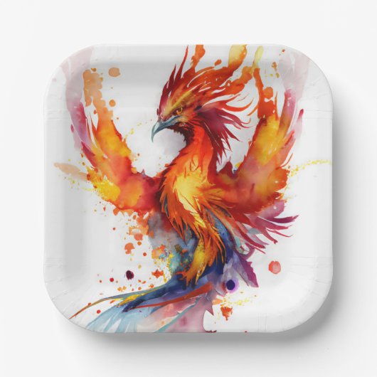 Phoenix Rising van de Fantasy-Waterverf Papieren Bordje (Voorkant)