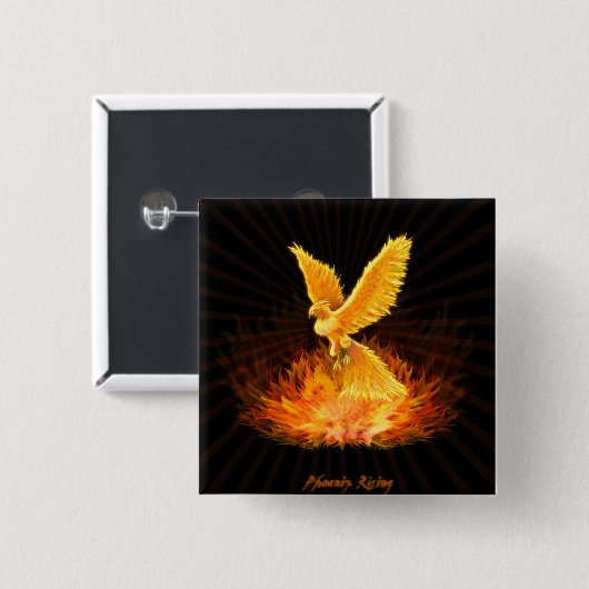 Phoenix Rising Vierkante Button 5,1 Cm (Voorkant /achterkant)
