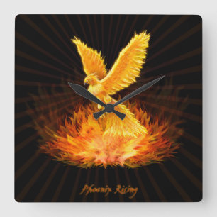 Phoenix Rising Vierkante Klok