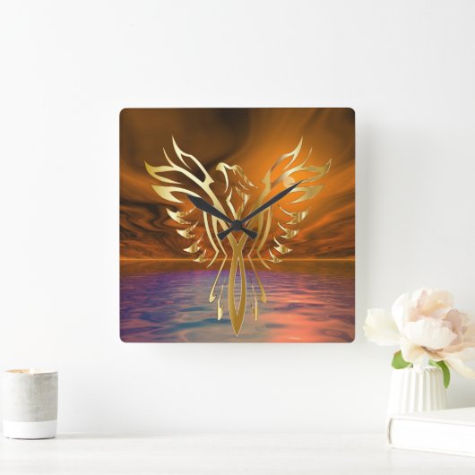 Phoenix Rising Vierkante Klok (Huis)