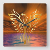 Phoenix Rising Vierkante Klok (Voorkant)