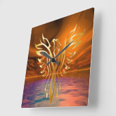 Phoenix Rising Vierkante Klok (Hoek)