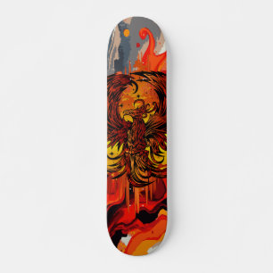 Phoenix Rising Vuurkunst met Gritty Paint Spetters Persoonlijk Skateboard