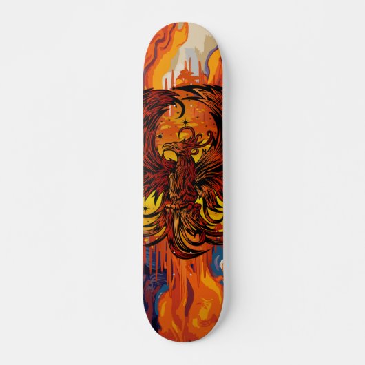 Phoenix Rising Vuurkunst met Vlammende Vlam Schild Persoonlijk Skateboard (Voorkant)