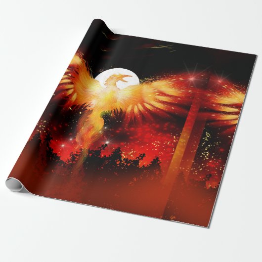 Phoenix Rising Wrapping Paper Cadeaupapier (Uitgerold)