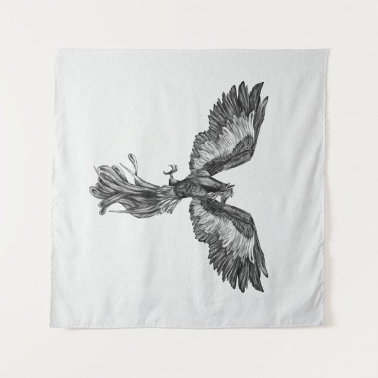 Phoenix Rising - zwart en wit Wandkleed (Voorkant (horizontaal))