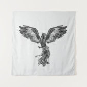 Phoenix Rising - zwart en wit Wandkleed (Voorkant)
