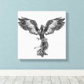 Phoenix Rising - Zwart-wit Canvas Afdruk (Insitu (Houten vloer))