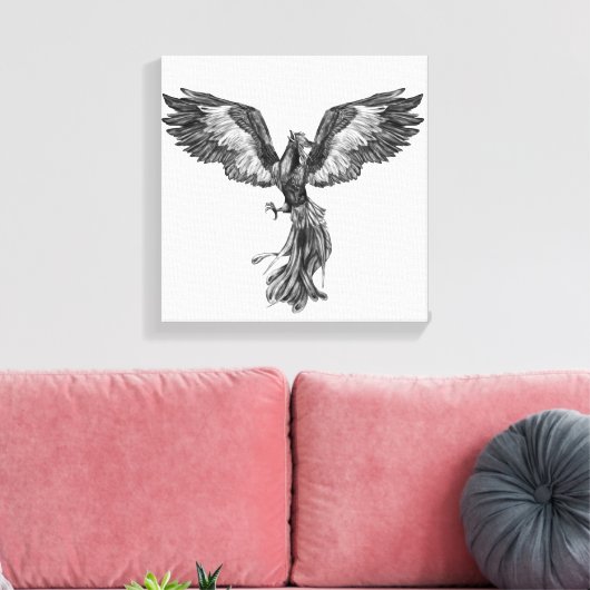 Phoenix Rising - Zwart-wit Canvas Afdruk (Insitu (Woonkamer))