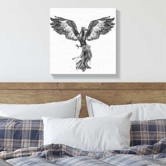 Phoenix Rising - Zwart-wit Canvas Afdruk (Insitu (Slaapkamer))