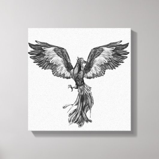 Phoenix Rising - Zwart-wit Canvas Afdruk (Voorkant)