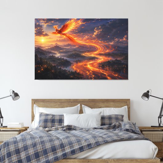 Phoenix Rivier van Licht Fantasie Landschap Canvas Afdruk (Insitu (Slaapkamer))