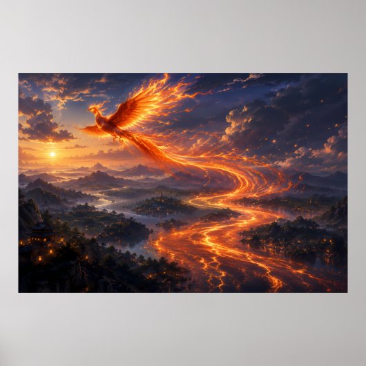 Phoenix Rivier van Licht Fantasie Landschap Poster (Voorkant)