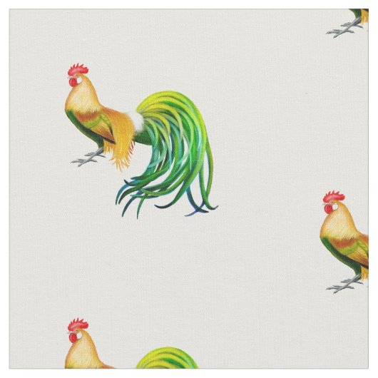 Phoenix Rooster Chicken Fabric Stof (Close Up)