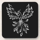 Phoenix ruist op zwart bier onderzetter (Voorkant)