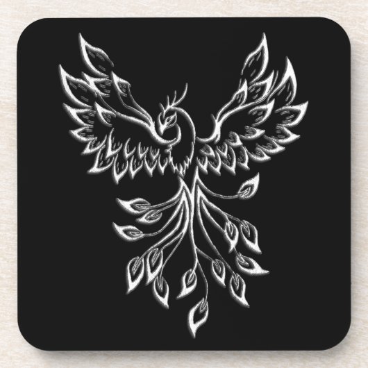 Phoenix ruist op zwart bier onderzetter (Voorkant)