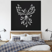 Phoenix ruist op zwart canvas afdruk (Insitu (Slaapkamer))