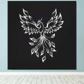 Phoenix ruist op zwart canvas afdruk (Insitu (Houten vloer))