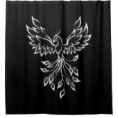 Phoenix ruist op zwart douchegordijn (Voorkant)