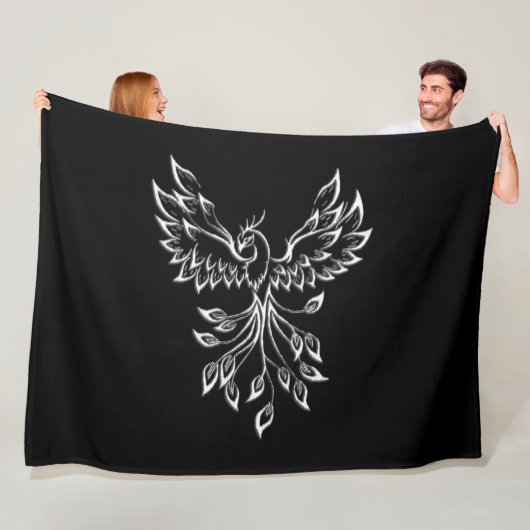Phoenix ruist op zwart fleece deken (In situ)